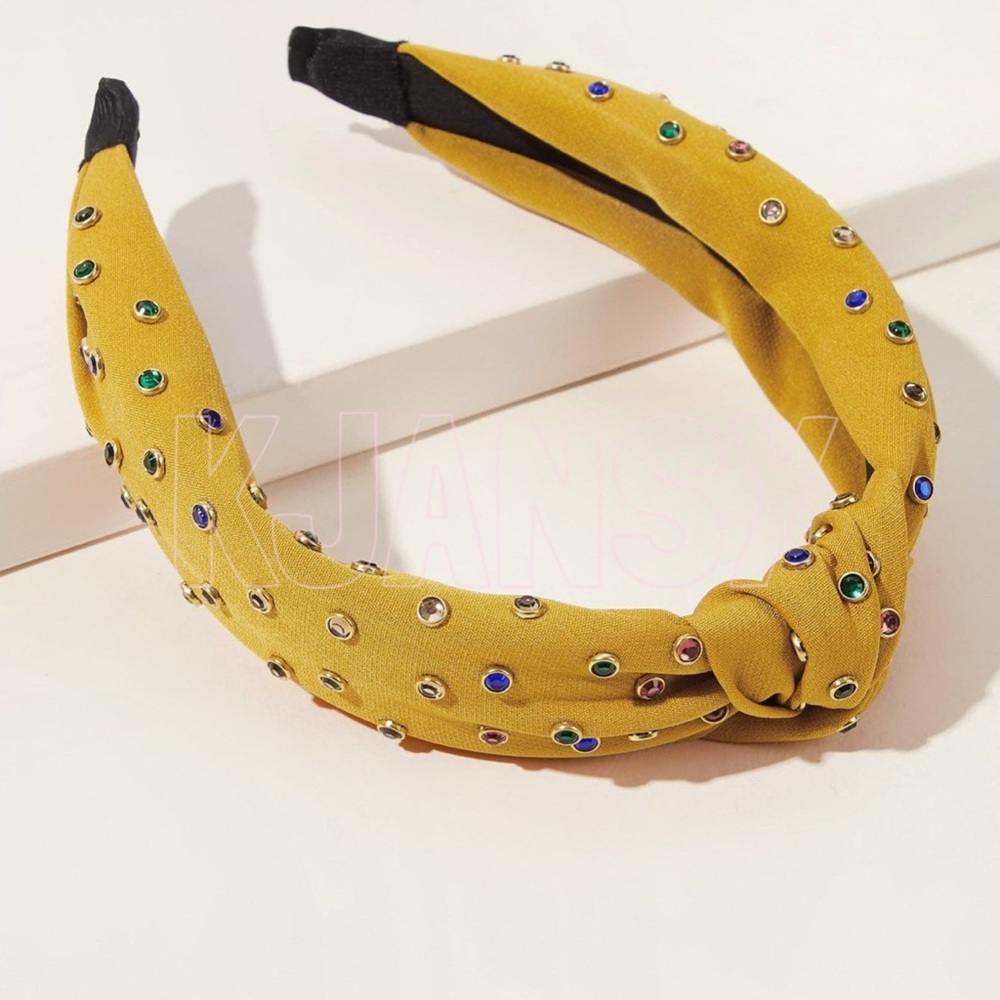 Yellow Embellished Top Knot Headband - Picture 3 of 4